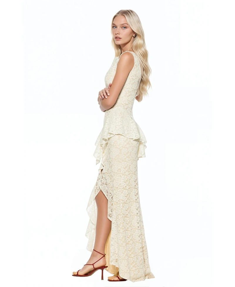 Alexia Admor Women's Perrin Boatneck Ruffle Gown