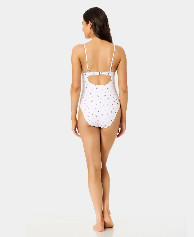 California Waves Women's Ditsy Wide Rib Tunneled One-Piece Swimsuit