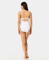 California Waves Women's Ditsy Wide Rib Tunneled One-Piece Swimsuit