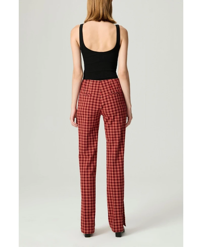 Nocturne Women's Plaid Slit-Hem Pants