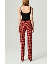 Nocturne Women's Plaid Slit-Hem Pants