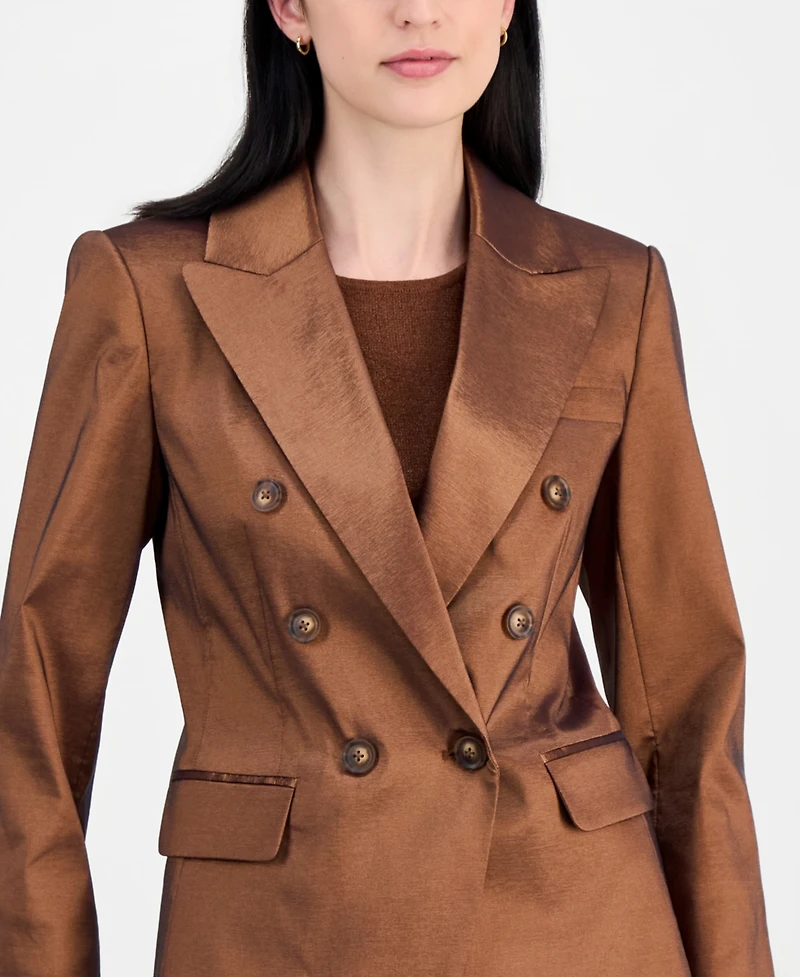 Tahari Asl Women's Metallic Crepe Double-Breasted Jacket
