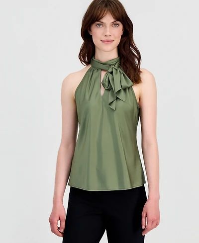 Tahari Asl Petite Bow-Neck Top