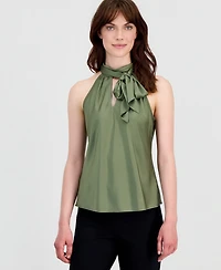 Tahari Asl Petite Bow-Neck Top