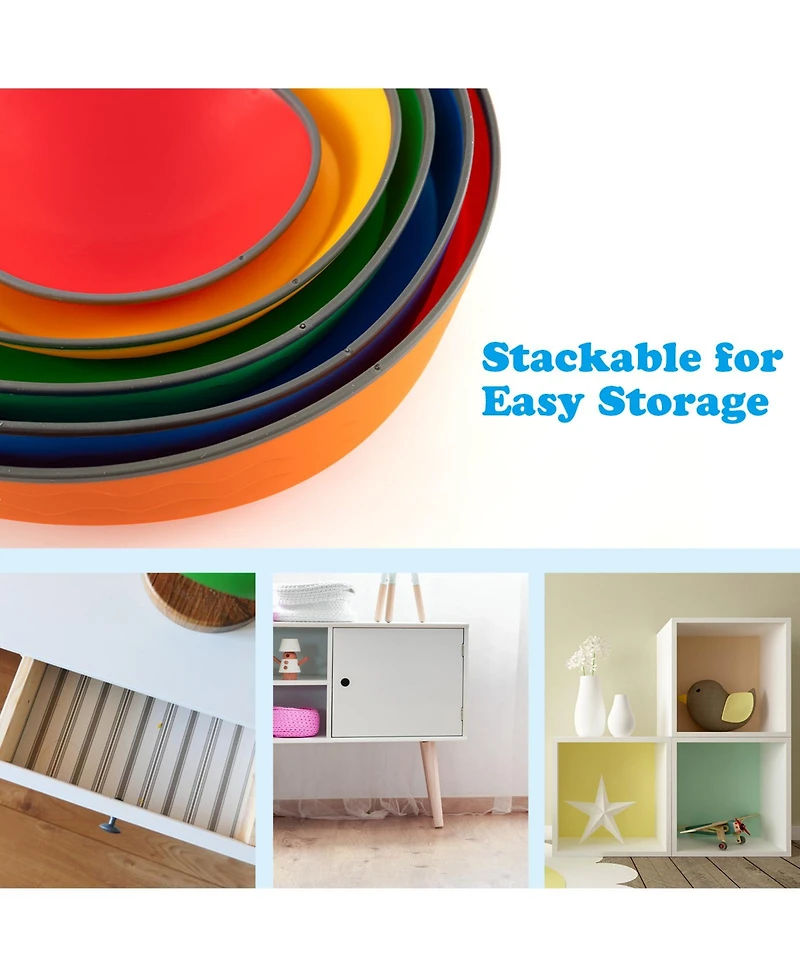 Mecale 5-Piece Kids Stepping Stones Stackable Round River Stone Set for Indoor & Outdoor Play