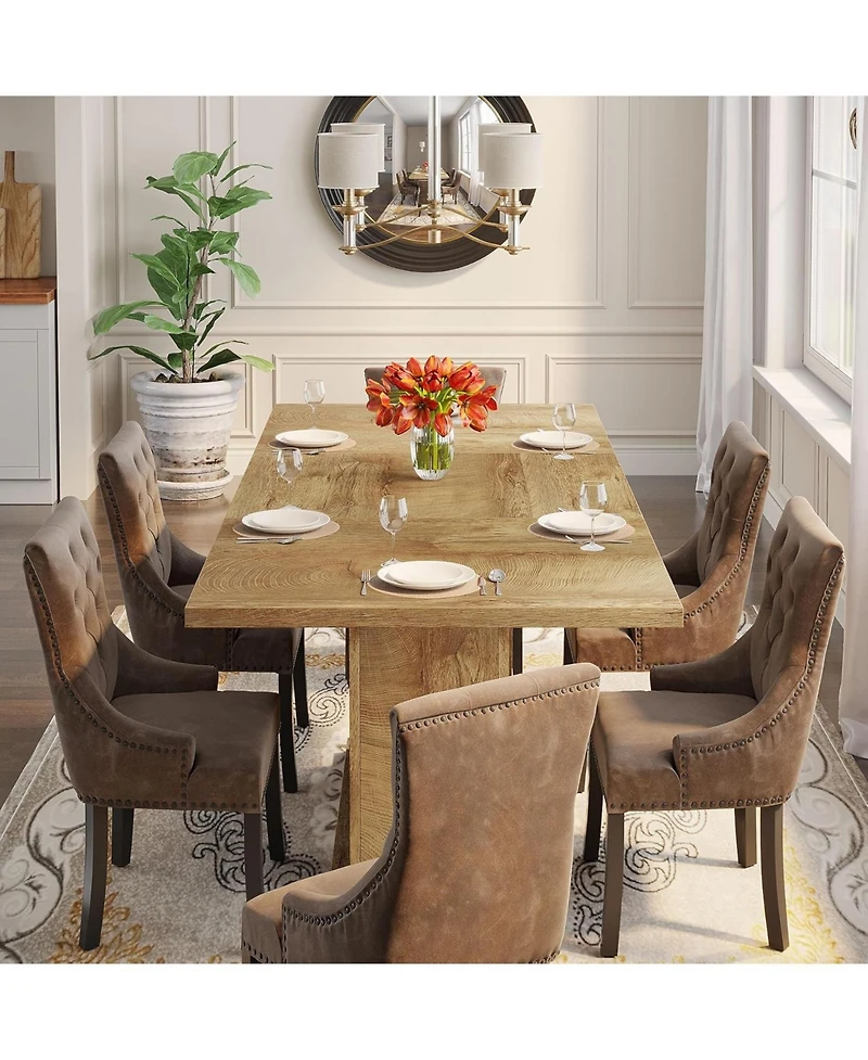 Tribesigns Rectangular Dining Table for 4 to 6 People, Wood Dinner Kitchen