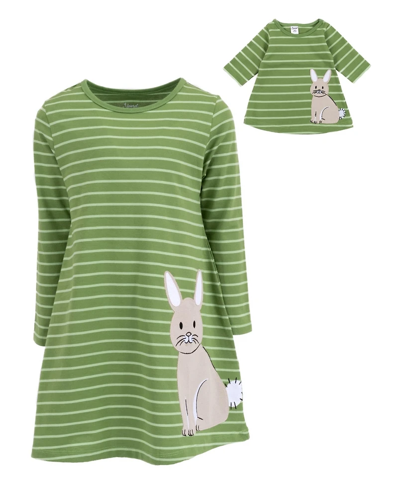 Leveret Big Girls 6-14 Matching Doll Long Sleeve Cotton Crew Neck A-Line Dress