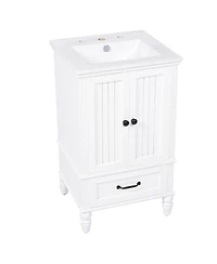 Sillysis Bathroom Vanity with Ceramic Sink, Drawer & Soft Close Doors, Small Space Modern Cabinet