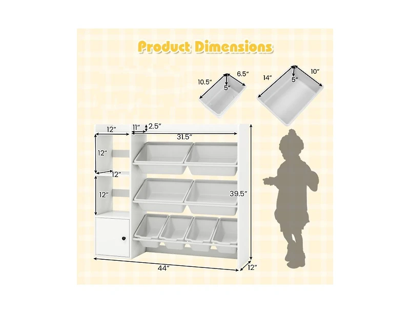 Slickblue Children s Toy Organizer with Bookshelf and Cabinet Door