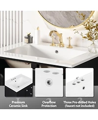 Sillysis 24" Bathroom Vanity with Sink, Modern Multi-Drawer Storage Soft Close, Easy Assembly for Small Spaces