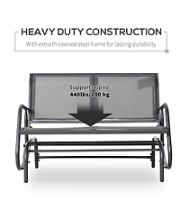 Clihome 2-Person Outdoor Glider Bench, Patio Double Swing Rocking Chair Loveseat w/ Powder Coated Steel Frame