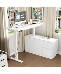Homsee 2-Door 2-Drawer Adjustable Corner Table, Computer Desk, Writing Desk