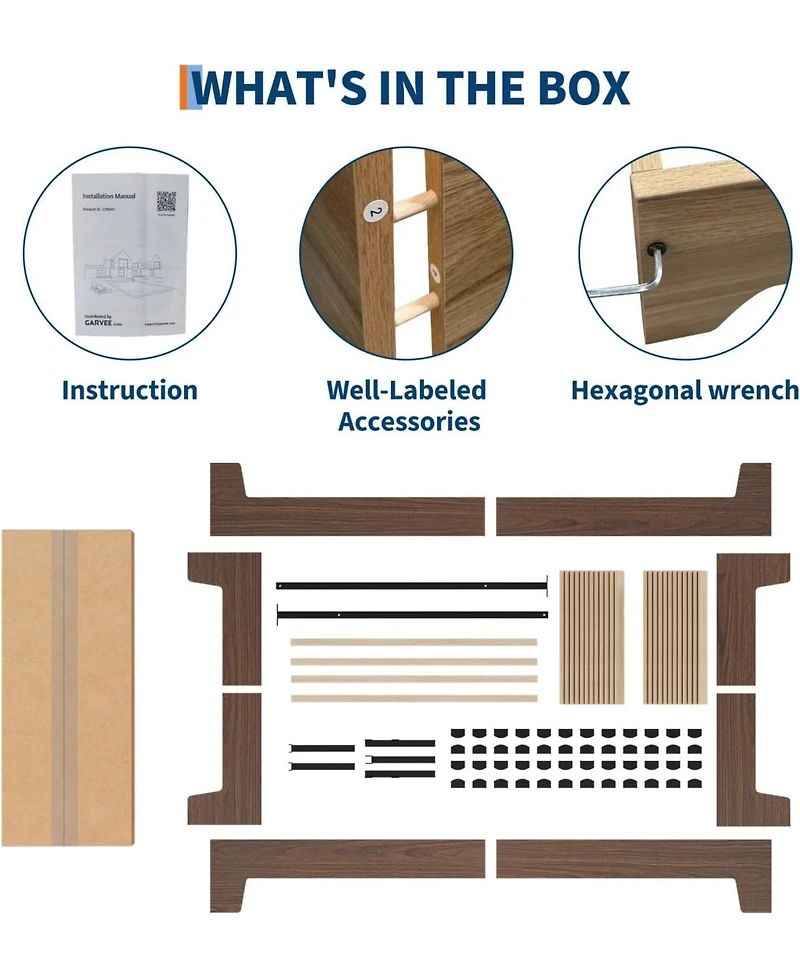 gaomon Bed Frame, Wooden Platform Minimalist with Wood Slats Support, Underbed Space for Storage, No Box Spring Required