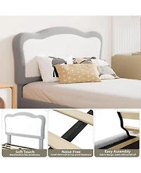 gaomon Full Bed Frame Two Tone Scalloped Headboard Velvet Princess Platform Wood Slats No Box Spring