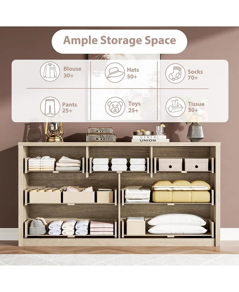 gaomon 7 Drawer Wood Dresser for Bedroom, Wide Modern Chest with Large Storage for Living Room, Hallway, Entryway