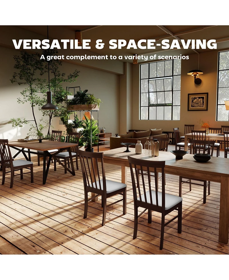 Homcom Farmhouse Wooden Dining Chairs Set of 4