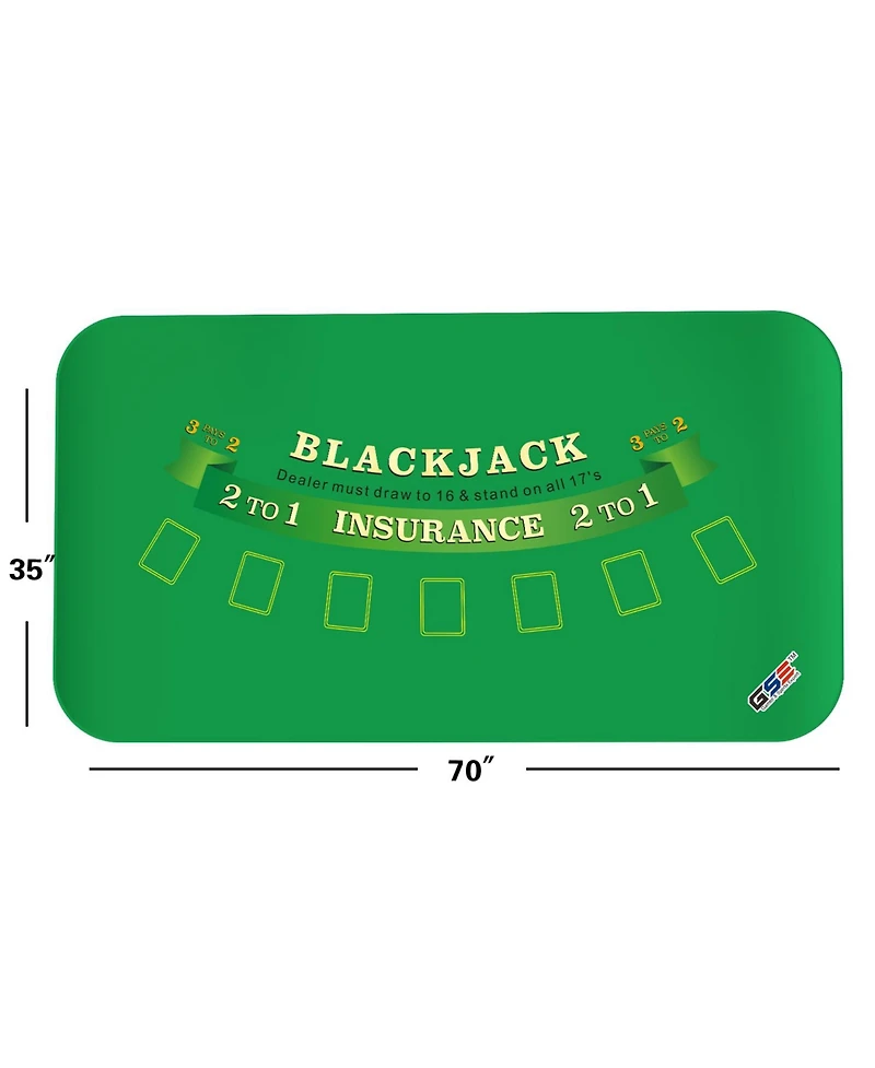 Gse Games & Sports Expert 70" x 35" Casino Blackjack Tabletop Layout Mat with Carrying Bag