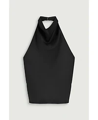 Nocturne Women's Satin Halter-Neck Draped Top