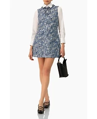 Ivonne Women's Sleeveless A-Line Dress with Sequined Boucle Fabric