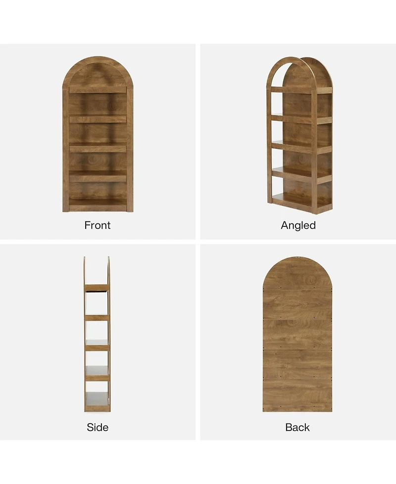 Tribesigns 71" Tall Farmhouse Bookcase, Arch-Shaped Racks
