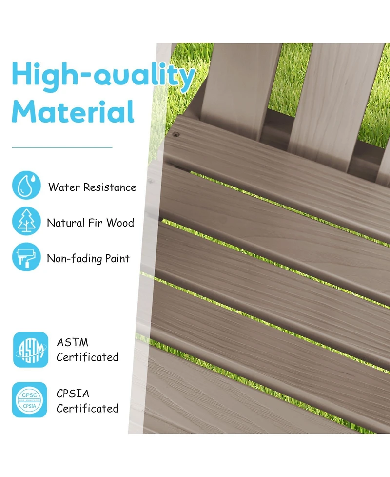 Gymax 2-Seat Adirondack Chair for Kids Solid Wood Loveseat Backrest Arm Rest Patio