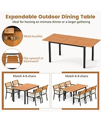 Gymax 7-Piece Patio Furniture Set Outdoor Dining Chair Set for 6 w/ Acacia Wood & Metal Frame