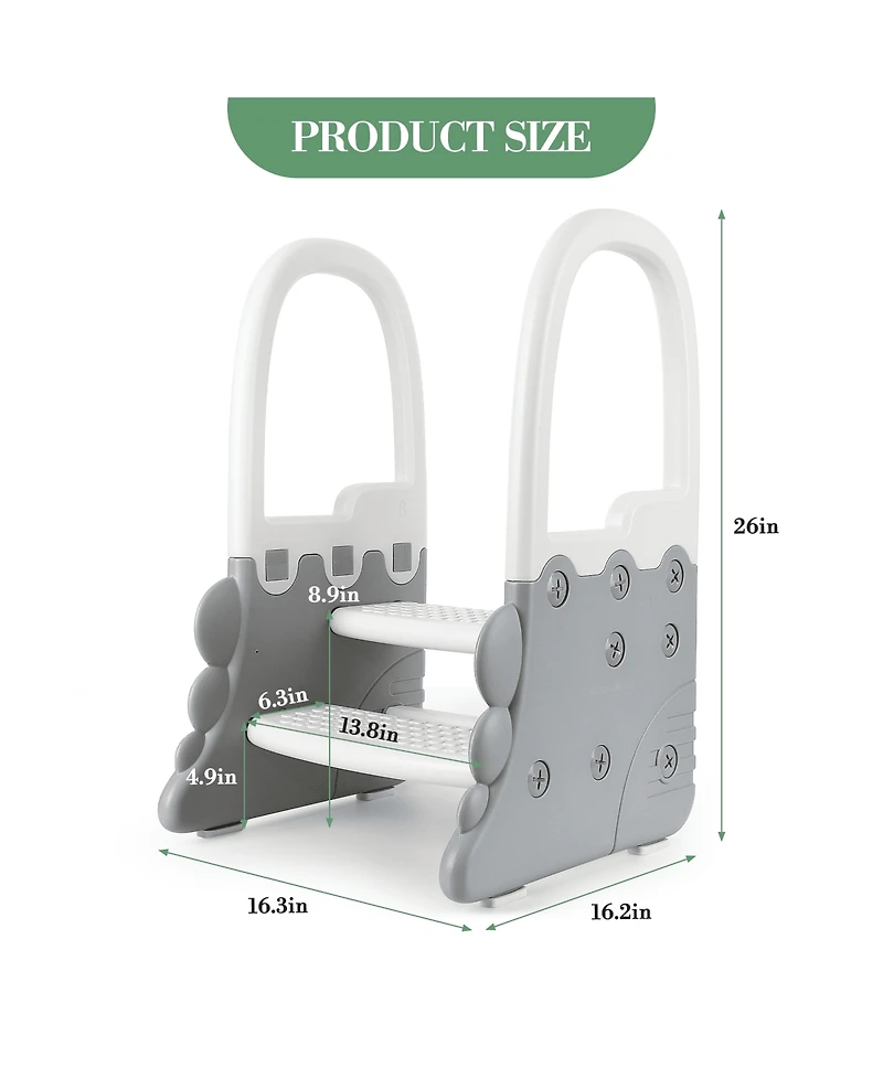 gaomon 2-in-1 Toilet Seat with Step Stool, Potty Chair Attachment, Adjustable Seat and Step Ladder