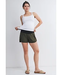 Hello Miz Women's Maternity Over-the-Belly Active Shorts with Built-In Liner