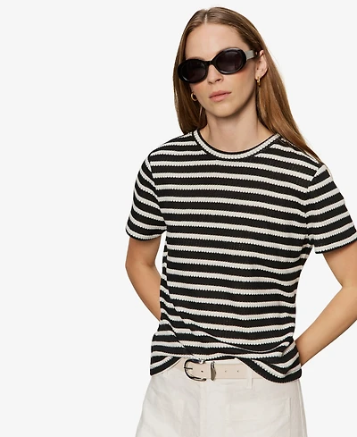 Sanctuary Women's Striped Crewneck Textured Tee