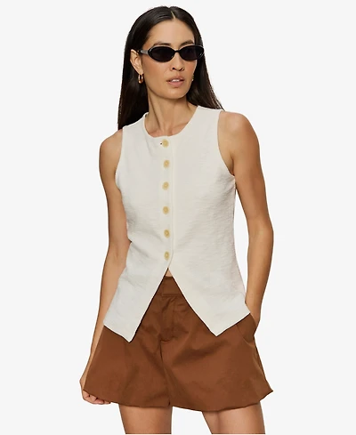 Sanctuary Women's Crewneck Button-Front Knit Vest