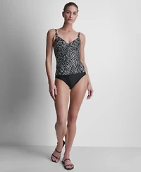 Dkny Women's O-Ring-Trim Crossover Ruched Tankini Top