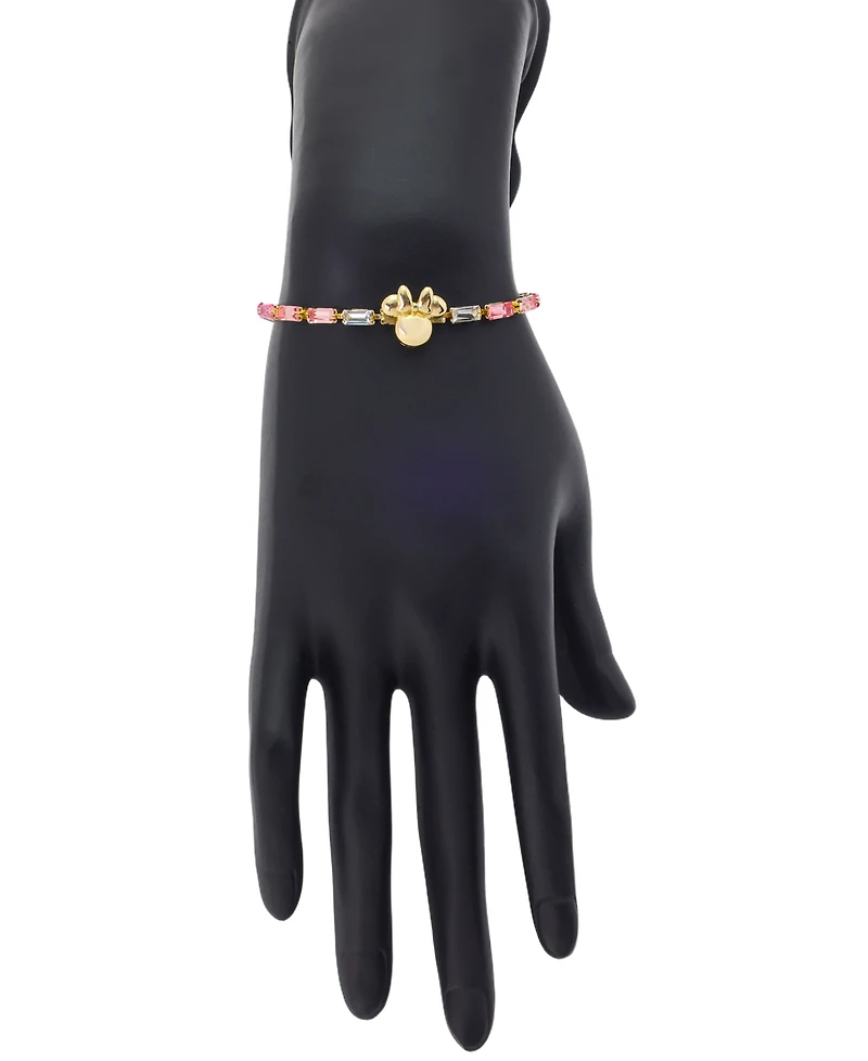 Disney Minnie Mouse Pink Ombre Baguette Crystal Bolo Bracelet