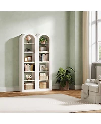 Tribesigns 6-Tier Narrow Bookshelf, 74.8" Tall Arched Bookshelf, for Small Space, Home Office(2 Pcs)