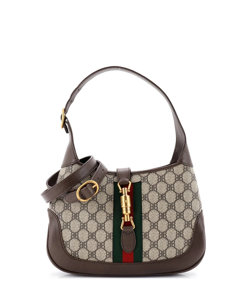 Pre-Owned Balenciaga Small x Gucci The Hacker Project Jackie 1961 Hobo Bb Coated Canvas