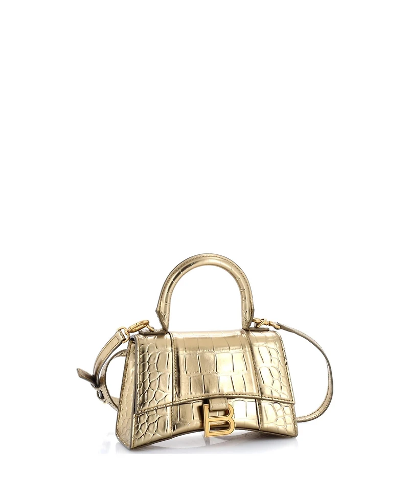 Pre-Owned Balenciaga Xs Hourglass Top Handle Bag Embossed Leather