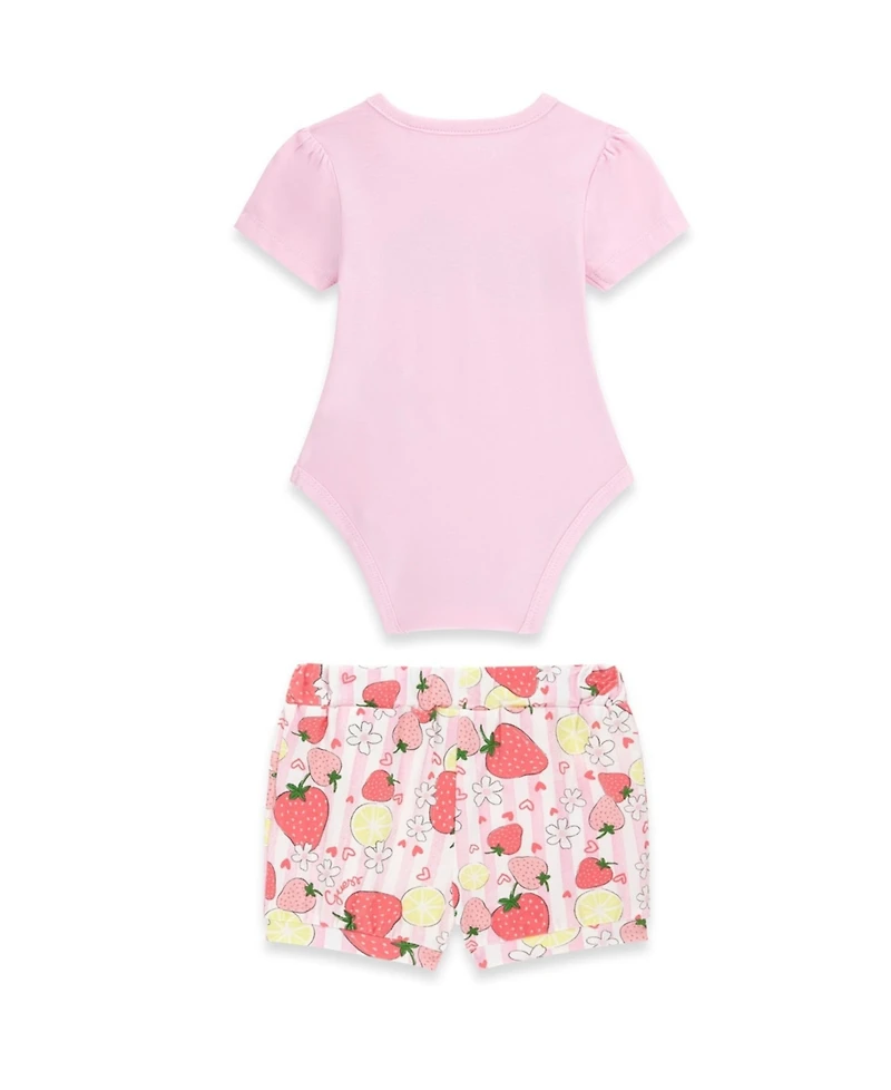 Guess Baby Girls' Stretch Jersey Short-Sleeve Bodysuit and Shorts, 2-Piece Set