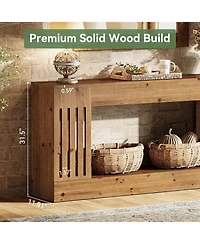 Tribesigns 63-Inch Sofa Table, Solid Wood, Vertical Stripe Legs