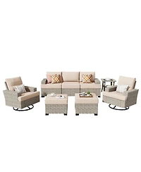 Xizzi 8 Piece Outdoor Rattan Patio Furniture Set with Sofa & Ottoman