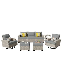 Xizzi 8 Piece Outdoor Rattan Patio Furniture Set with Sofa & Ottoman