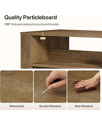 Tribesigns 3-Tier Farmhouse Kitchen Island with Storage, 59'' Wooden Stationary Island Table with Open Shelves & Large Worktop & Leg Room