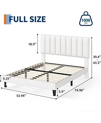 gaomon Bed Frame with Adjustable Height Vertical Channel Tufted Headboard
