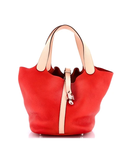 Pre-Owned HERMES Mm Bicolor Picotin Lock Bag Clemence with Swift