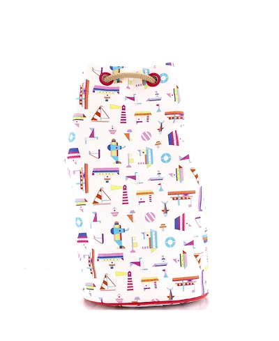 Pre-Owned HERMES Petit Chalutier Duffle Bag Printed Canvas