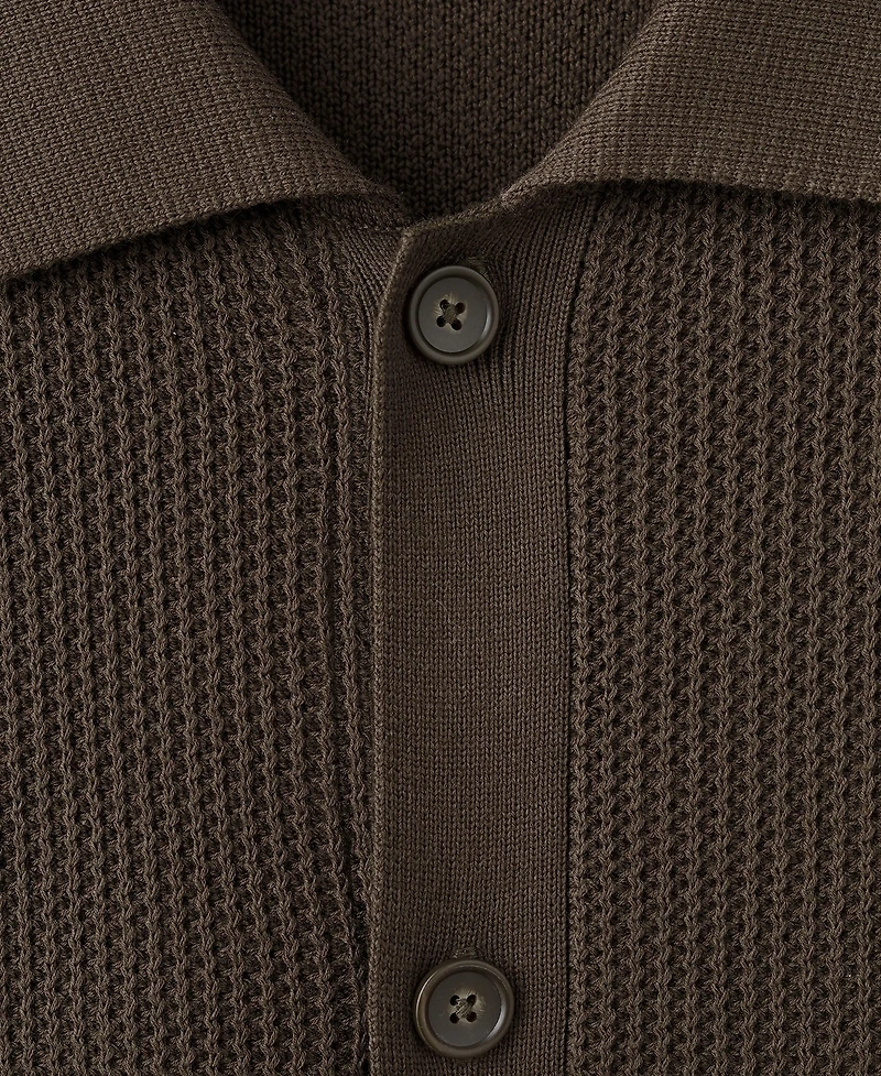 Mango Men's Cotton Structured Knit Buttons Polo Shirt