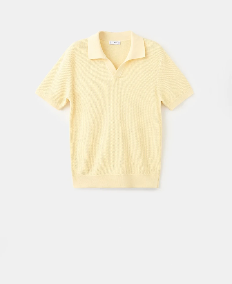 Mango Men's Cotton Knitted Structure Polo Shirt