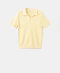 Mango Men's Cotton Knitted Structure Polo Shirt