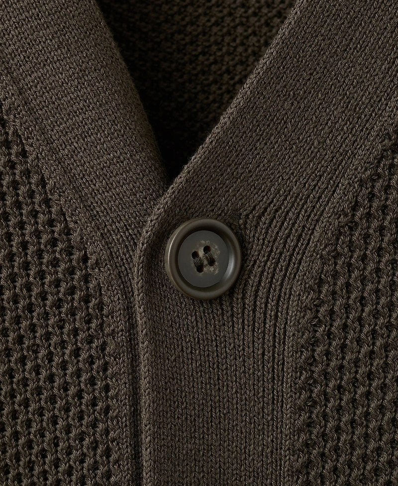 Mango Men's Medium Knit Microstructure Cardigan Sweater