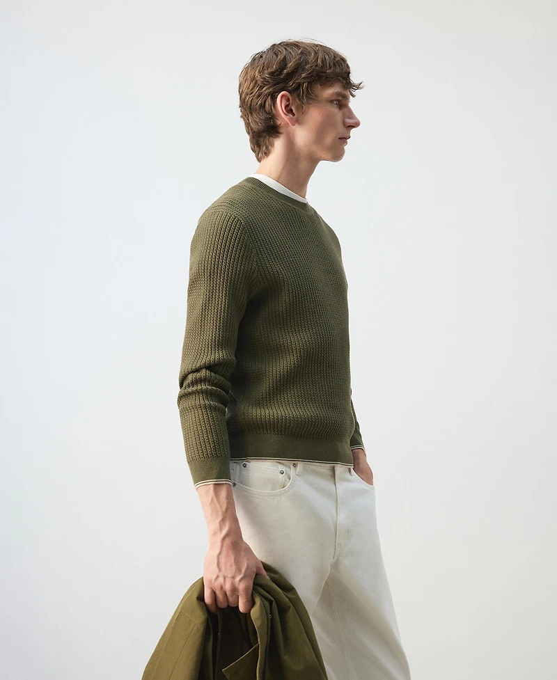 Mango Men's Fine Knit Microstructure Sweater