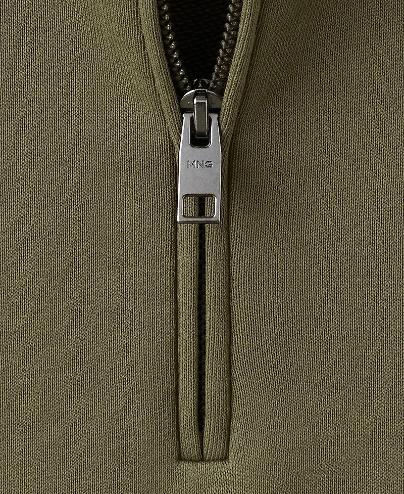 Mango Men's Cotton Zip-Neck Sweatshirt