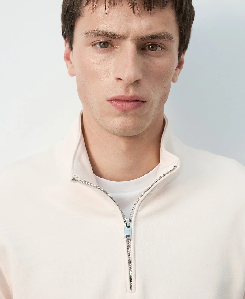 Mango Men's Cotton Zip-Neck Sweatshirt